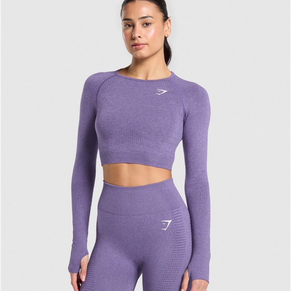Gymshark Vital Seamless 2.0 Lavender Long Sleeve Crop Top